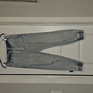 INDIGO Rein High Rise Distressed 80's Acid wash jeans w/elastic ankle cuffs Sz M